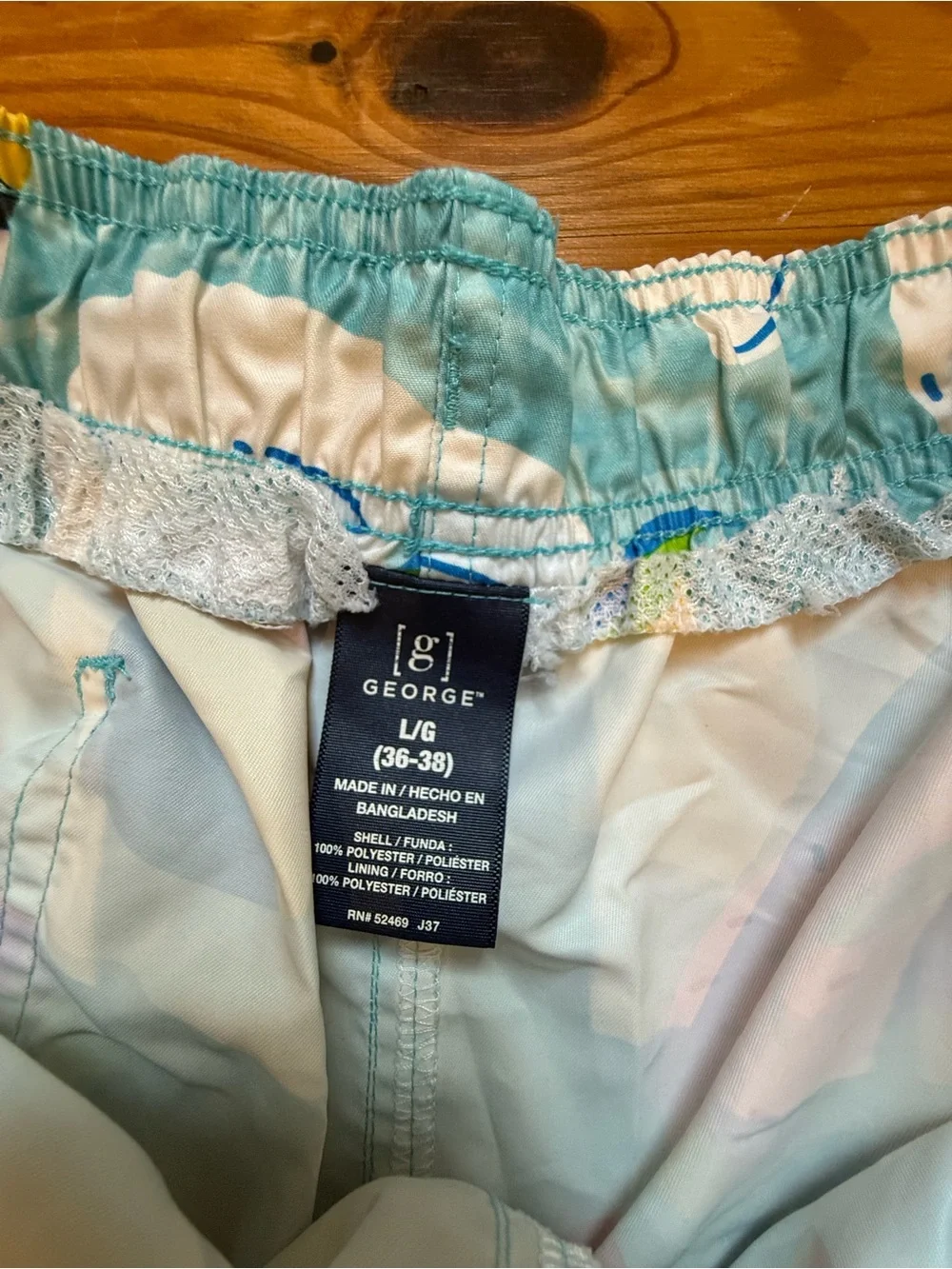 George Light Blue Swim Trunks with Unicorn Swan & Beach Ball Print